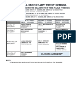 2023 Grade 8 - 12 End of Term One Examination Time-Table (Theory)