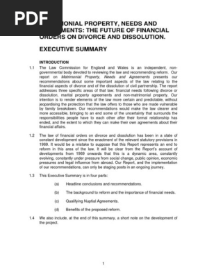 Law Commission report summary on pre-nups