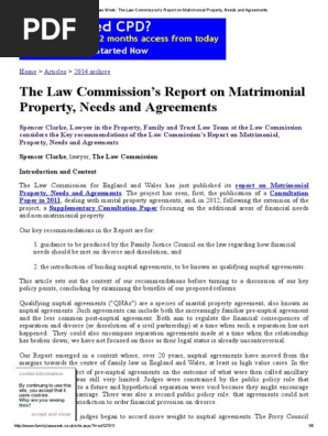 Family Law Week_ The Law Commission’s Report on Matrimonial Property, Needs and Agreements