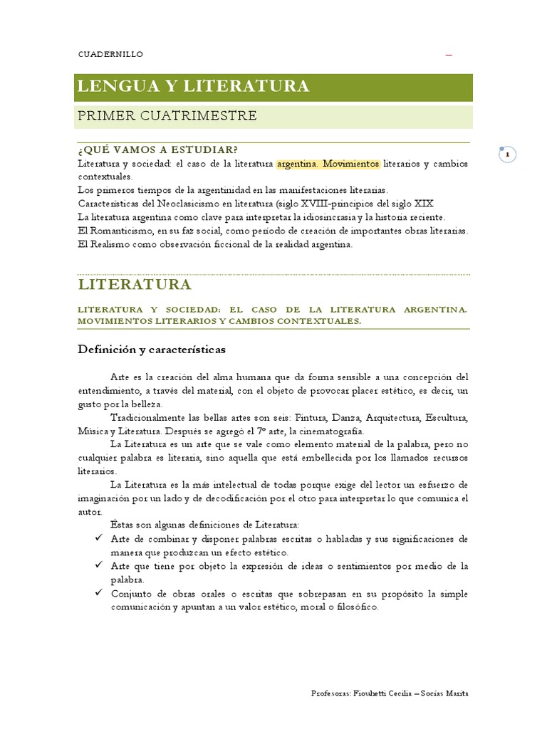 Cuadernillo LENGUA Y LITERATURA 4 | PDF