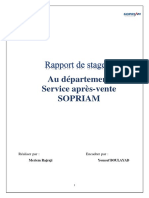 Au Département Service Après-Vente Sopriam: Réaliser Par: Encadrer Par