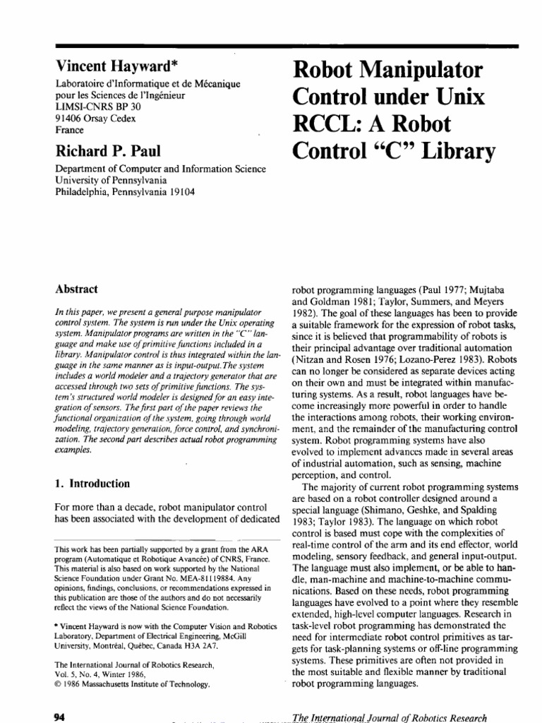 Robot Manipulators Mathematics, Programming & Co | PDF | Force ...