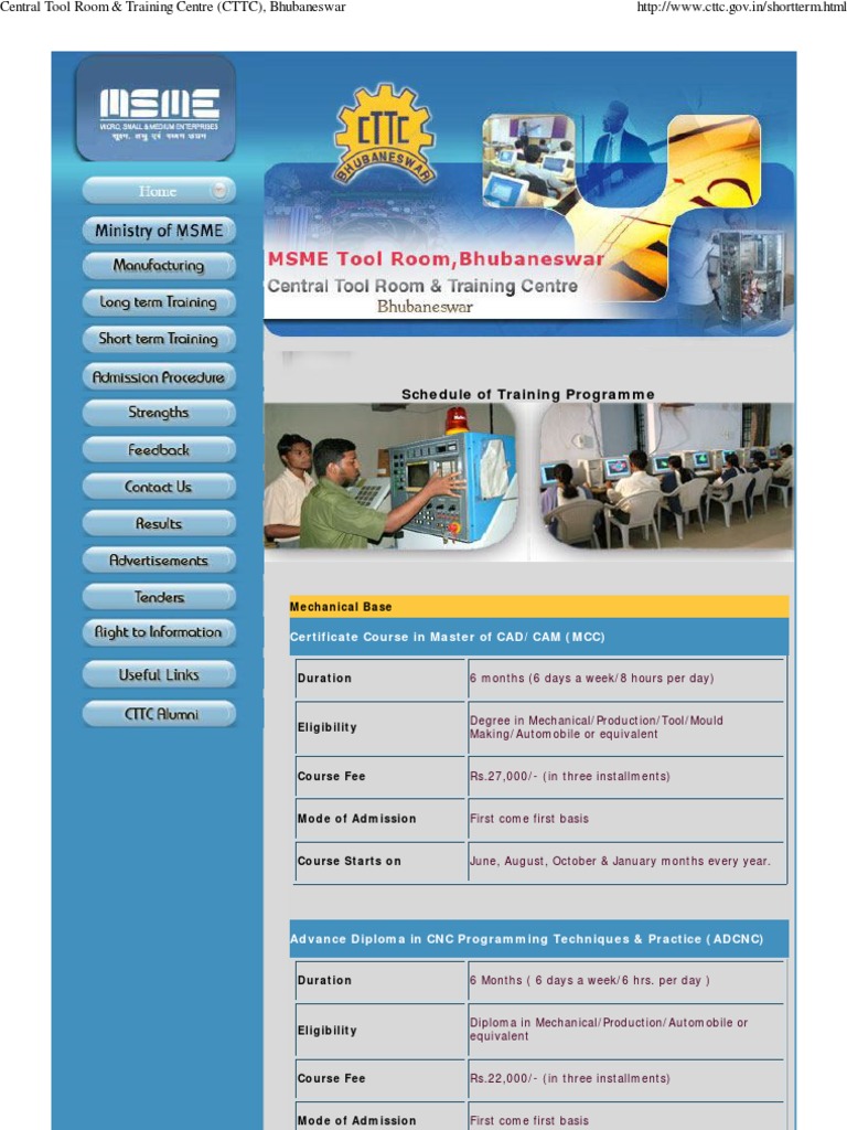 Central Tool Room & Training Centre (CTTC), Bhubaneswar | PDF | Diploma ...