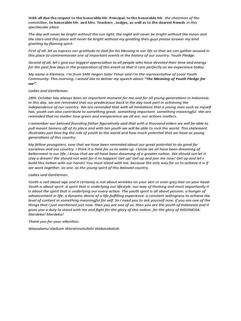 Your Excellency The Principal of School | PDF