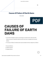 Causes of Failure of Earth Dams