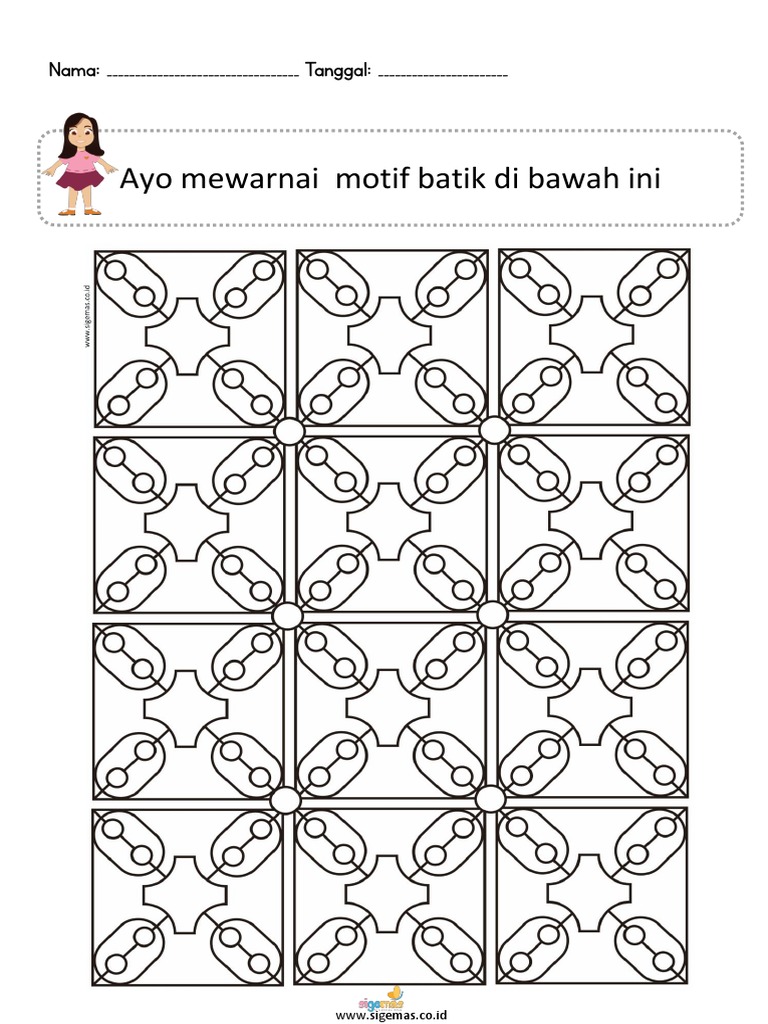 Ayo Mewarnai Motif Batik Di Bawah Ini: Nama: Tanggal  PDF