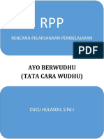 Ayo Berwudhu (Tata Cara Wudhu) : Rencana Pelaksanaan Pembelajaran