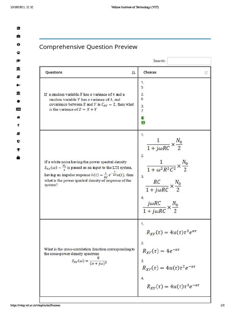 VIT VTOP Comprehensive Question Preview | PDF | Code | Electrical ...