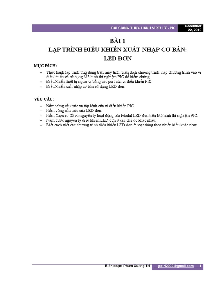 1. Bai 1 - He thong dieu khien LED don | PDF