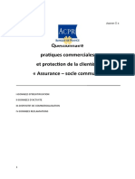 Questionnaire Pratiques Commerciales Et Protection de La Clientèle Assurance - Socle Commun