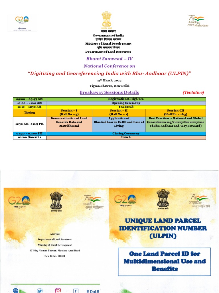 Tentative Agenda and Note Bhu Aadhaar ULPIN PDF Geographic Data And