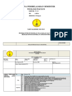 Rencana Pembelajaran Semester Teologi Paulus: Kode MK: Ps 3413 SKS: 2 (DUA) SEMESTER: IV (Empat)