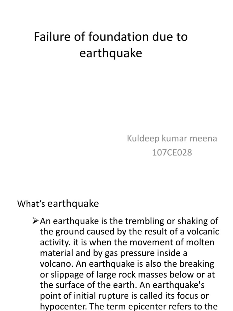 Earthquake Impact on Foundation Failure | PDF | Earthquakes | Geology