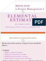RECO 2040 Construction Project Management I: Elemental Estimate