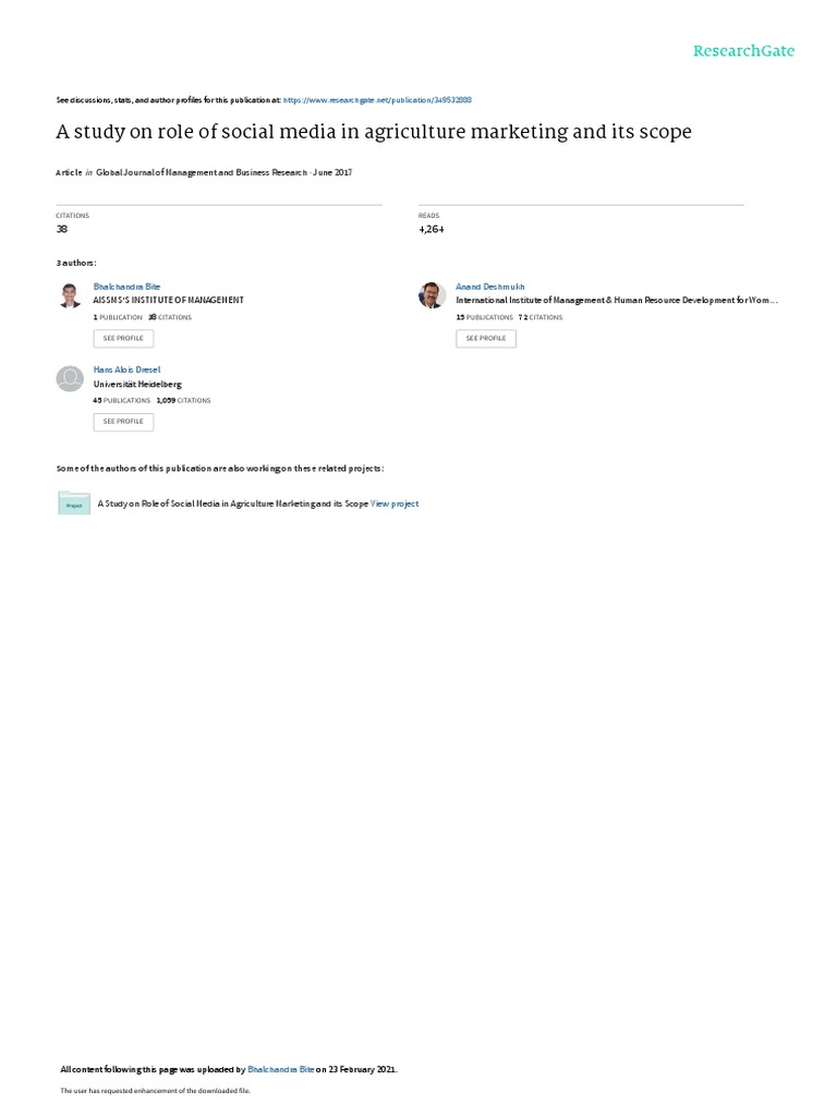 A Study On Role of Social Media in Agriculture Marketing and Its Scope ...