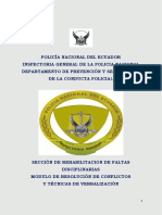 Policía Nacional Del Ecuador Inspectoria General de La Policia Nacional Departamento de Prevención Y Seguimiento de La Conducta Policial