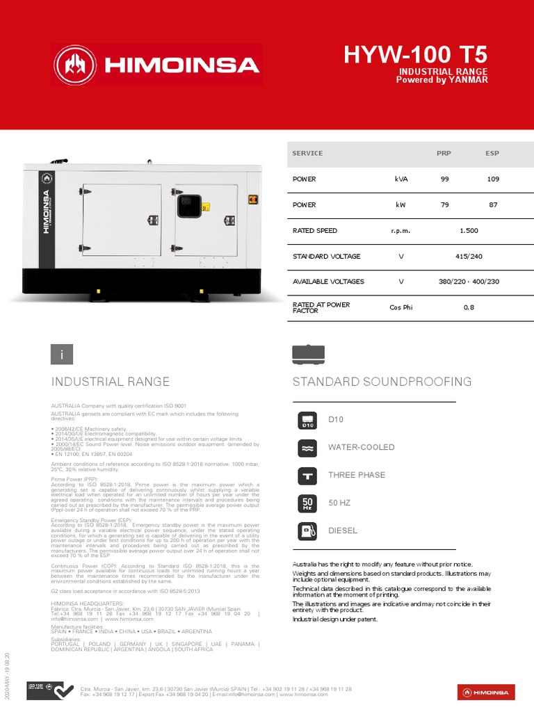 Hyw 100 t5 GB Stage 2 | PDF | Mains Electricity | Diesel Engine