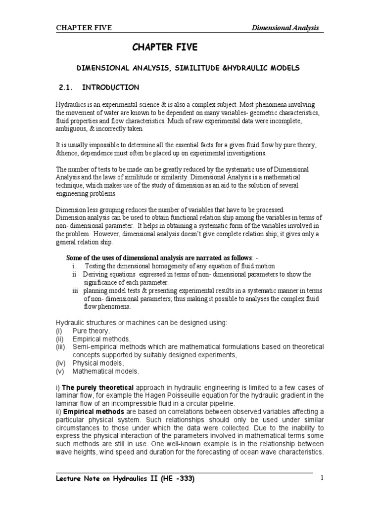 Dimensional Analysis PDF Fluid Dynamics Reynolds Number