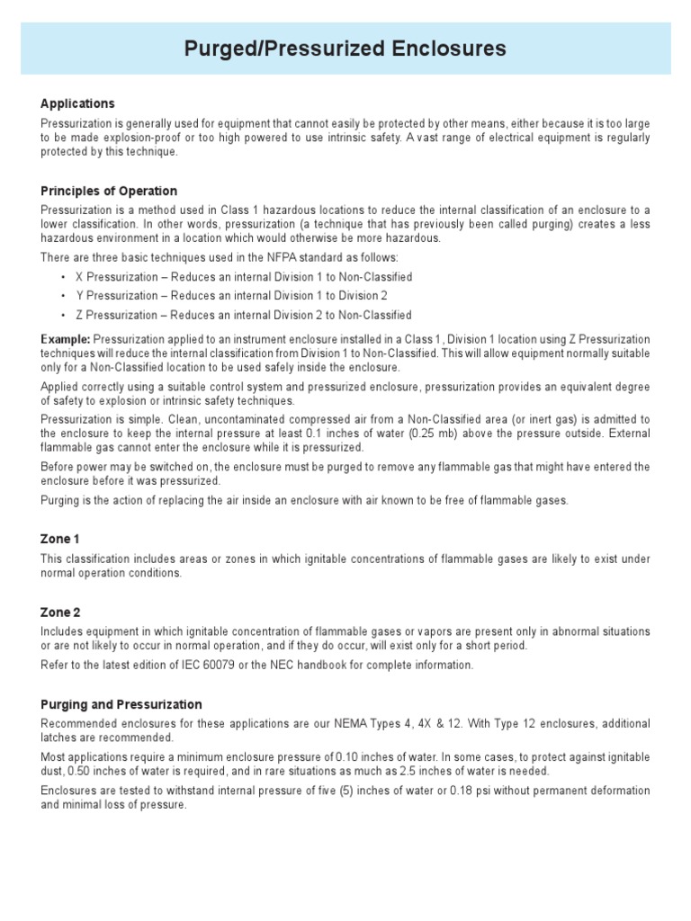 PurgedPressurized Enclosures PDF Industrial Processes Safety