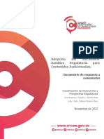 Colombia - CRC - Documento-De-Respuesta-Comentarios-Adopcion-Del-Mecanismo-Sandbox-Regulatorio-Para-Contenidos-Audiovisuales - 2022