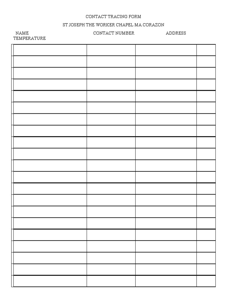 Contact Tracing Form PDF