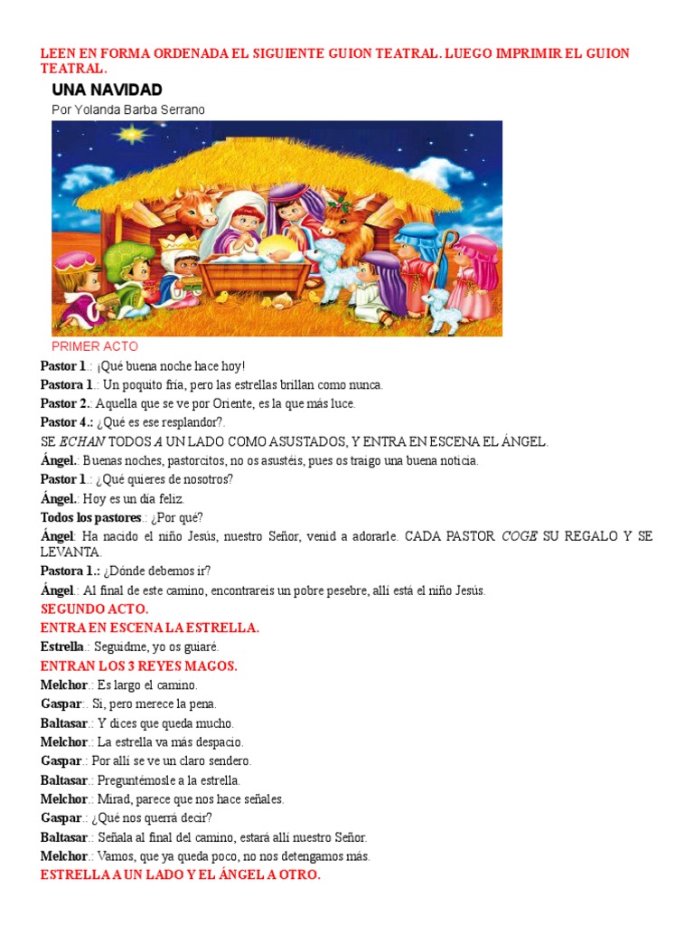 Guion Teatral Infantil: Una Navidad | PDF | Reyes Magos