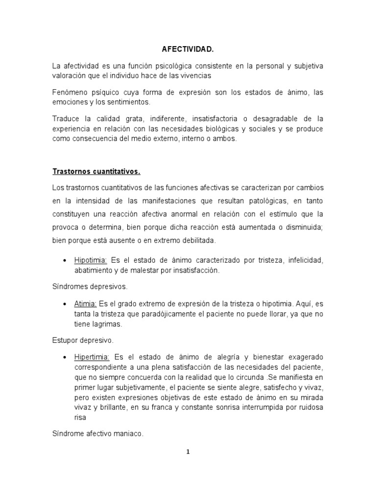 Trastornos de la Afectividad y sus Tipos | PDF | Las emociones ...