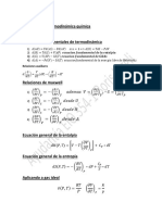 Ayudantía Nº1 Termodinámica Química Formulario Relaciones Fundamentales de Termodinámica