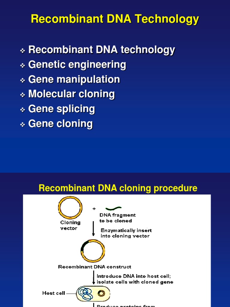 Recombinant DNA Technology | PDF | Molecular Cloning | Plasmid