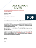 Limon Cover Letter