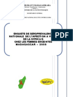 Enquête de Séroprévalence Nationale de L'infection À VIH Et de La Syphilis Chez Les Femmes Enceintes À Madagascar - 2009 (MINISTERE DE LA SANTE PUBLIQUE - 2010)