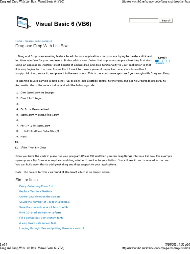 Resume On Error Resume Next Vb6 drag and drop with list box visual basic 6 vb6 areas of computer science technology