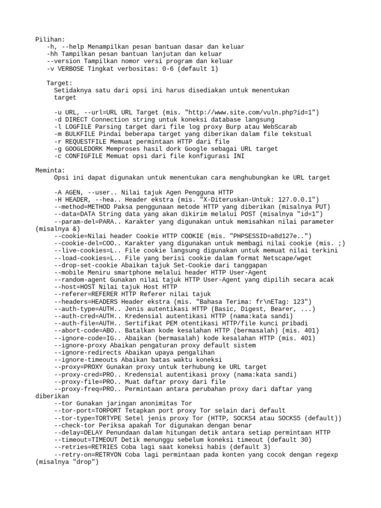 Panduan Penggunaan Sqlmap dan Opsi Utama | PDF | Komputer