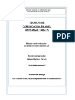 Tecnicas de Comunicación en Nivel OPERATIVO (1899417) : Nombre Del Instructor: Rodrigo Navarro Diaz