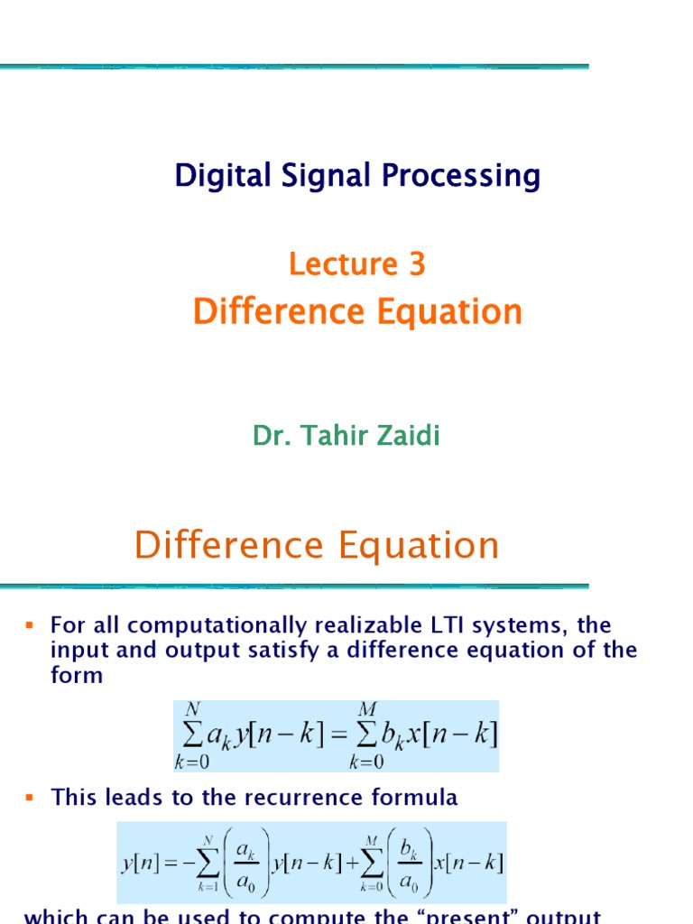 Difference Equation Digital Signal Processing PDF