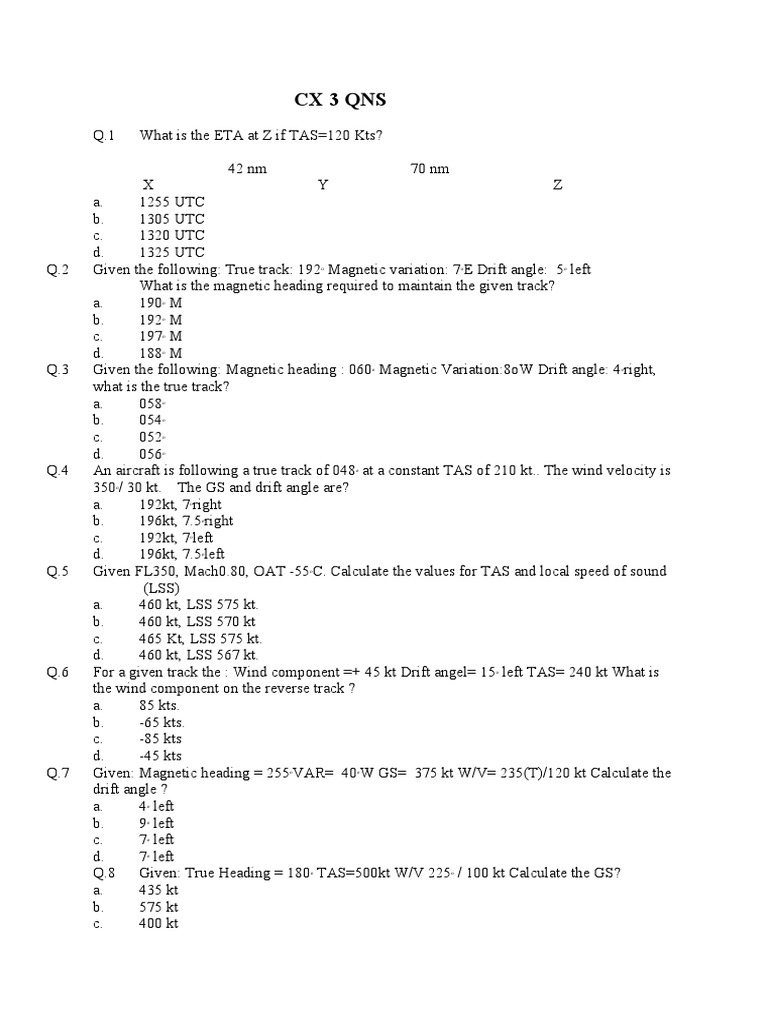 Aviation Navigation Calculations | PDF