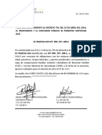 Para Dar Cumplimiento Al Decreto 791 Del 22 de Abril Del 2014, El Proponente Y El Contador Público Se Permiten Certificar Que