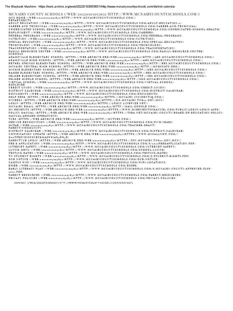 District Calendar McNairy County Schools PDF World Wide Web