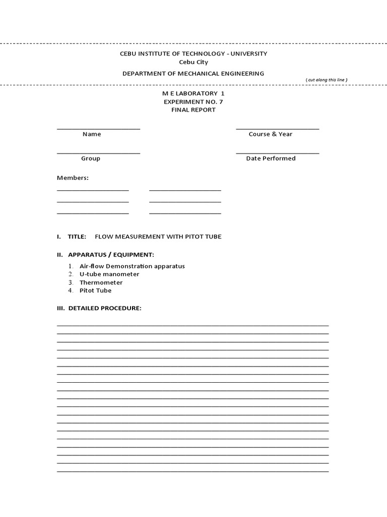 Measuring Airflow Velocity Using a Pitot Tube A Mechanical Engineering