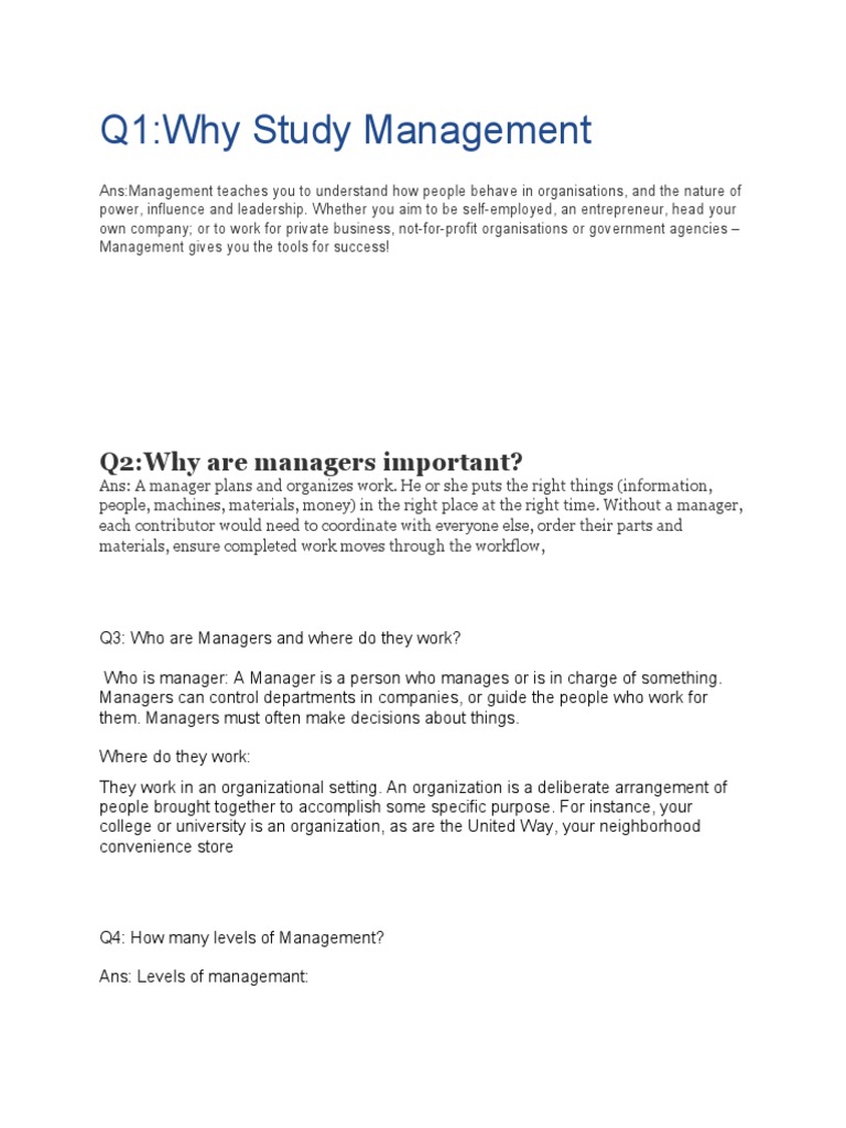 Why Study Management | PDF | Human Resources | Goal