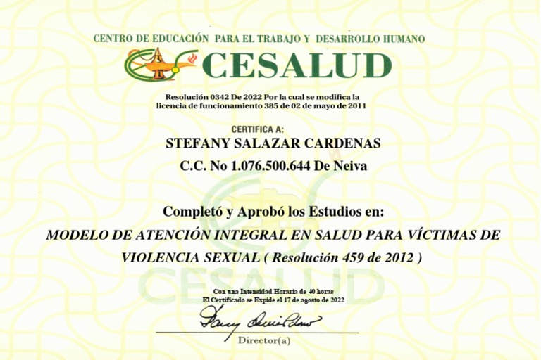 MODELO DE ATENCIÓN INTEGRAL EN SALUD PARA VÍCTIMAS DE VIOLENCIA SEXUAL ...