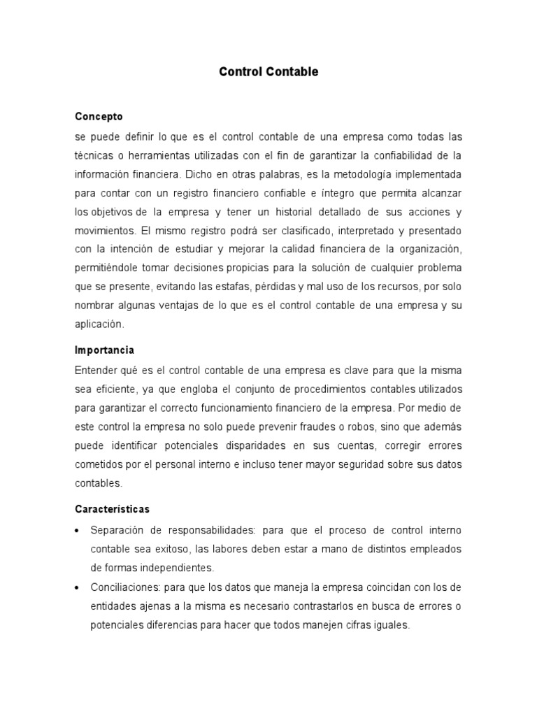 Control Interno Contable y Administrativo | PDF | Contabilidad | Evaluación