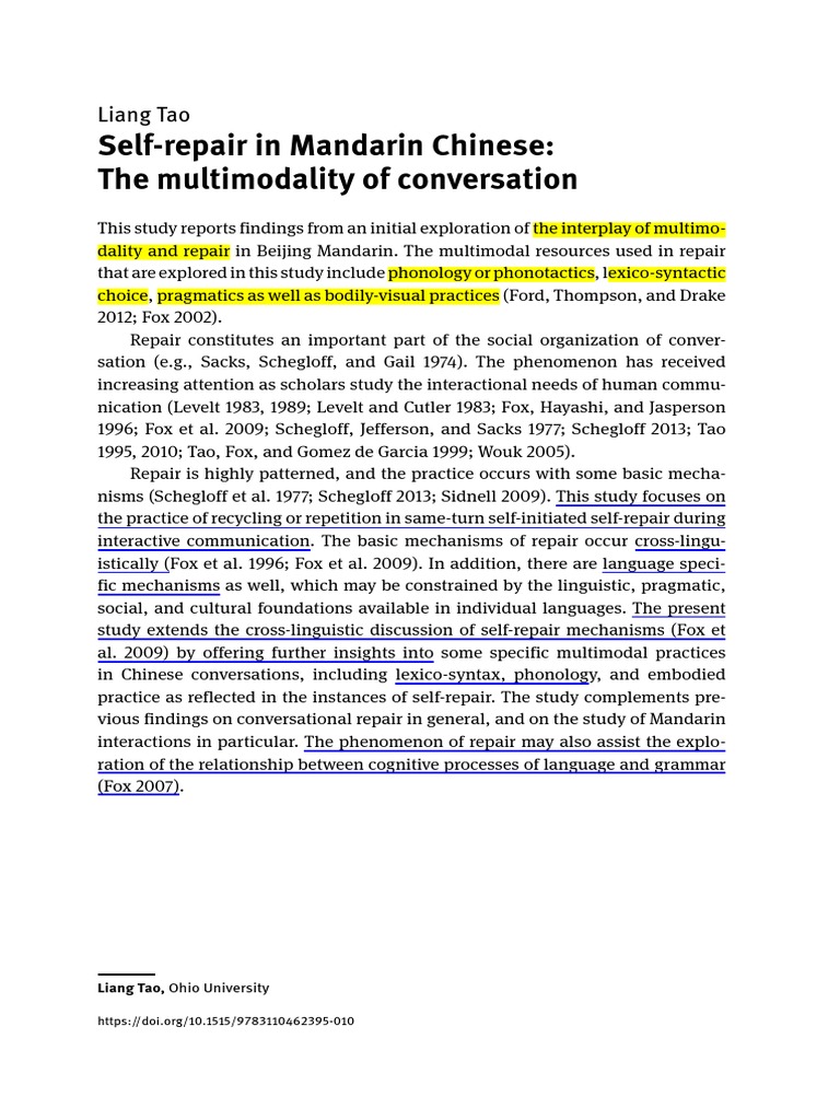 Tao2019Selfrepair in Mandarin Chinese The PDF Tone