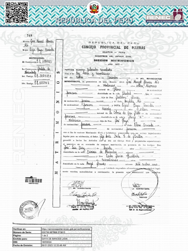 Acta matrimonio 1007477022 pdf gobierno y personalidad per 