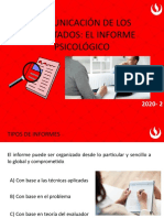 Comunicación de Los Resultados: El Informe Psicológico