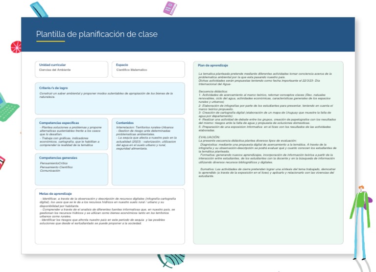 Plantilla de Planificación de Clase VF | PDF | Evaluación | Entorno natural