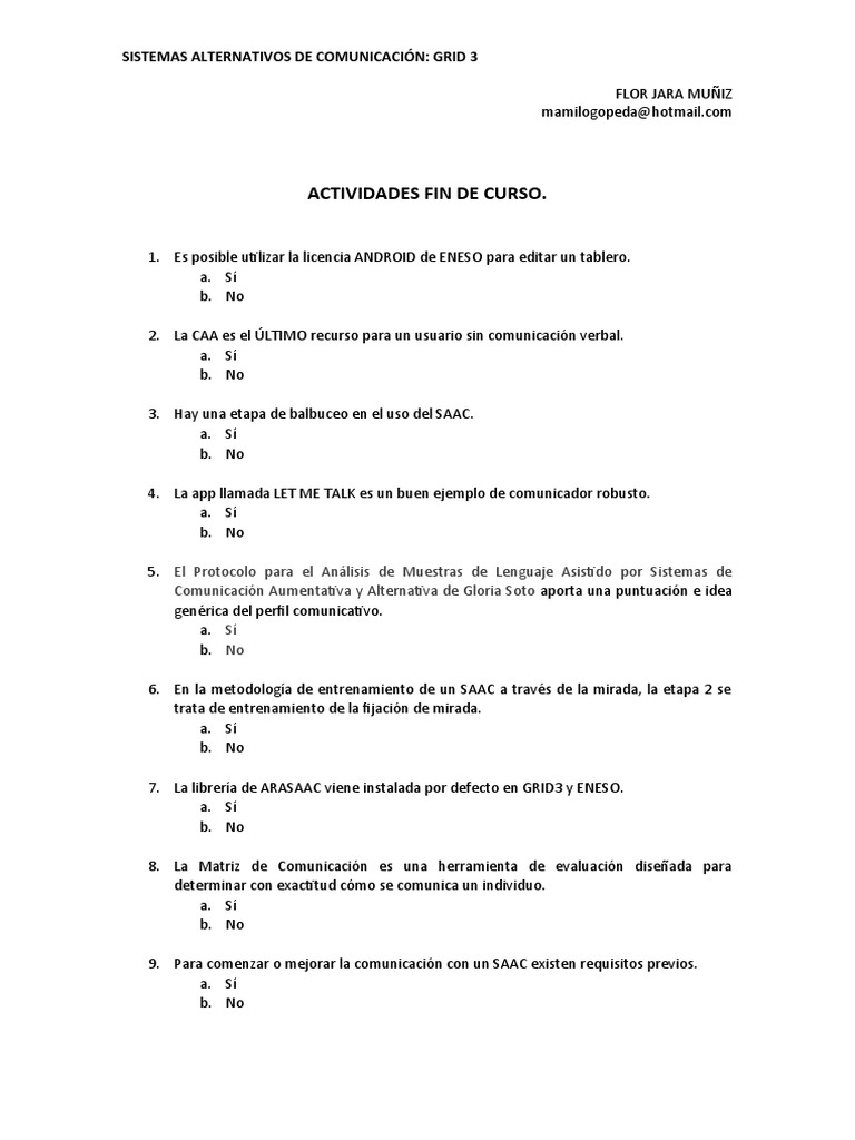 Evaluación de SAAC: Uso de Grid 3 | PDF | Crecimiento personal y ...