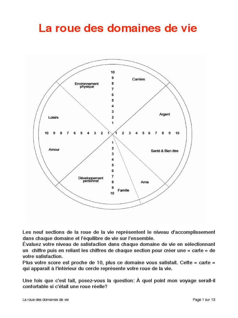Évaluation de la Roue des Domaines de Vie | PDF | Psychologie