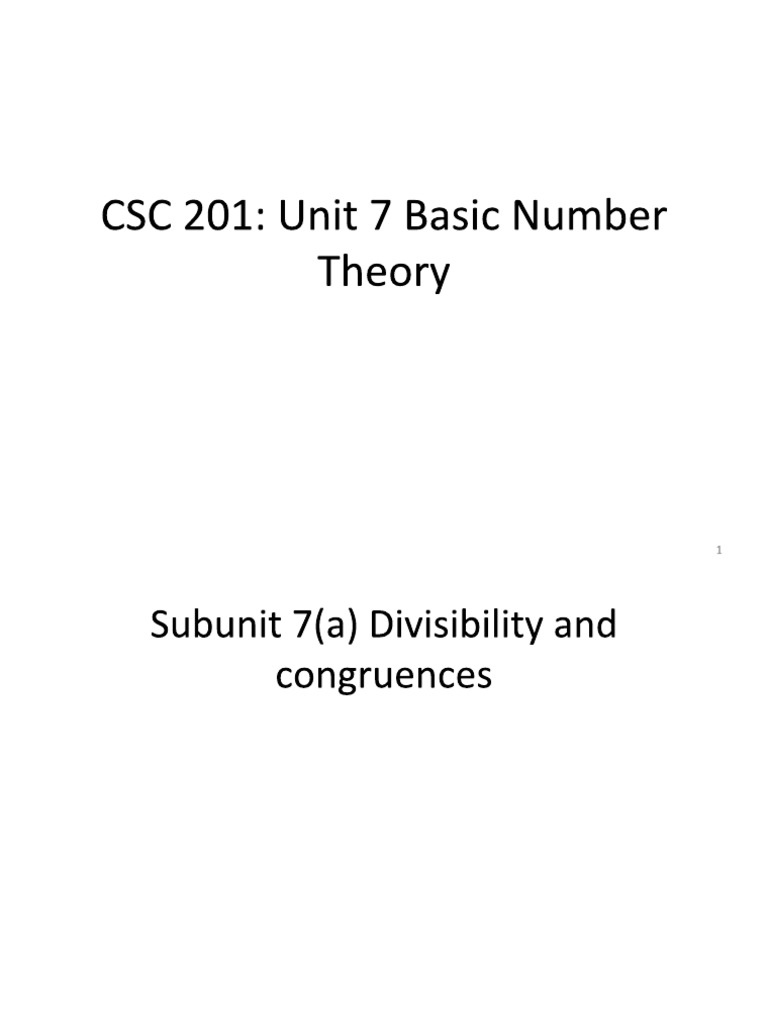 Unit 7 Basic Number Theory | PDF