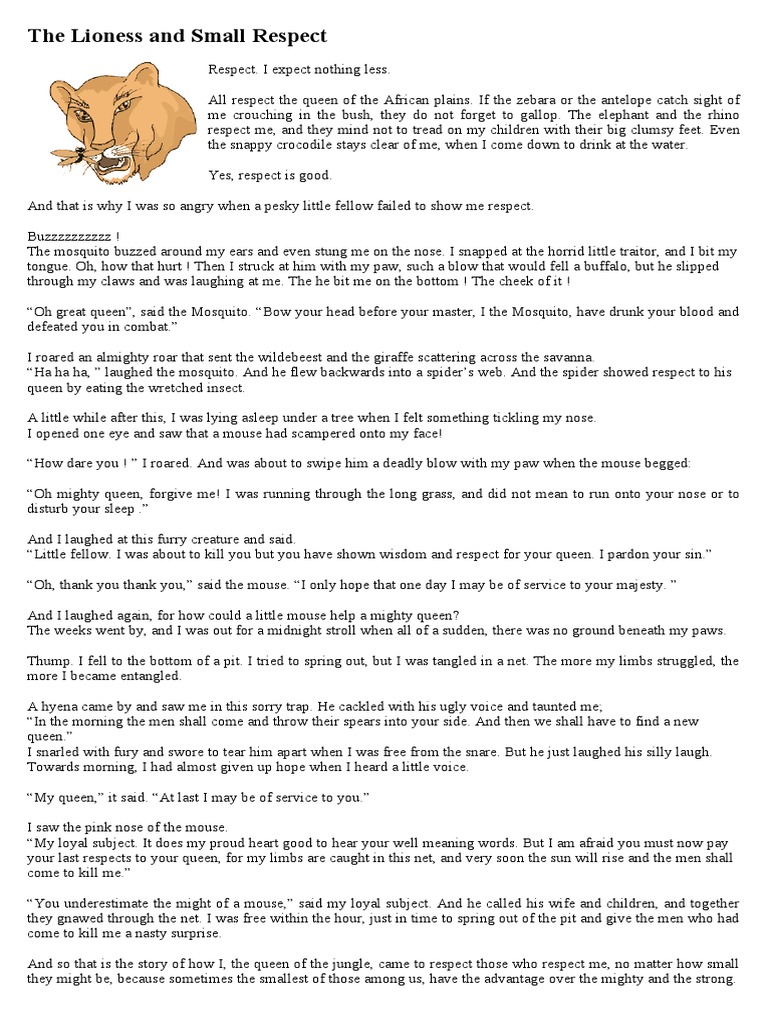 The Lioness and Small Respect | PDF | Mammals | Mammal Ecology